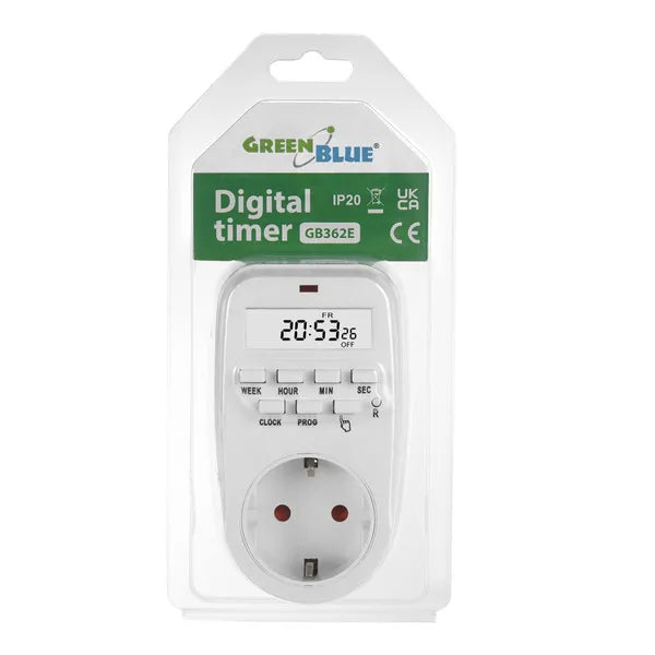 Digitális heti időkapcsoló schuko F, LCD kijelző, 16 A, IP20