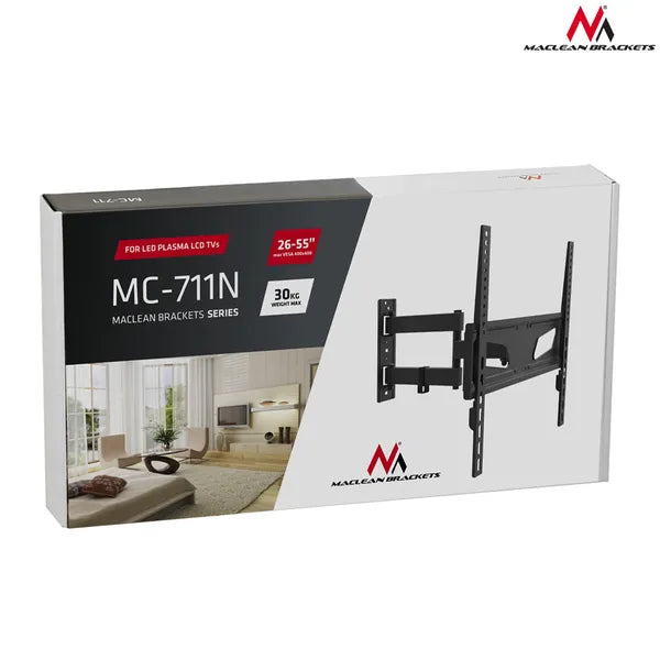 Maclean hosszú karos TV fali konzol 26–55″, VESA 400×400, 30 kg
