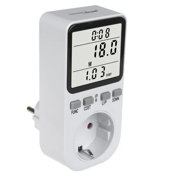 GreenBlue energiamérő wattmérő, F schuko aljzat, 220-240 V, 16 A, LCD