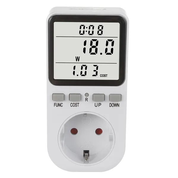GreenBlue energiamérő wattmérő, F schuko aljzat, 220-240 V, 16 A, LCD