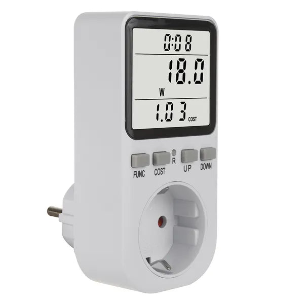 GreenBlue energiamérő wattmérő, F schuko aljzat, 220-240 V, 16 A, LCD
