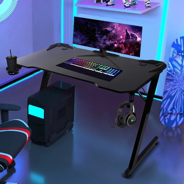 Nanors rs345 fekete gamer asztal, 110x60cm, 150kg, pohártartóval