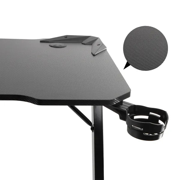 Nanors rs345 fekete gamer asztal, 110x60cm, 150kg, pohártartóval