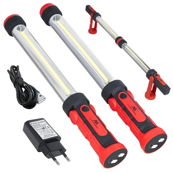 Akkus COB LED szerelőlámpa 2 db, összekapcsolható, 600/1200 lm, mágnes, kampó