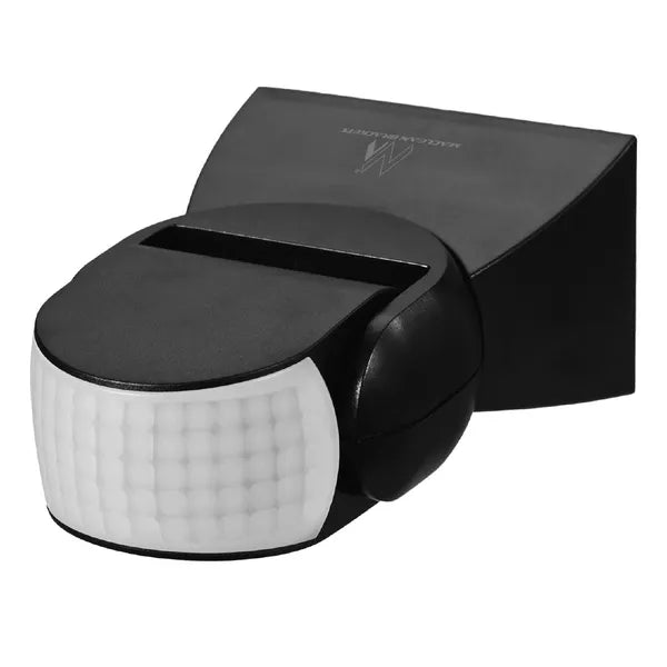 PIR mozgásérzékelő IP65, 180°, 12 m hatótáv, fekete, LED-kompatibilis