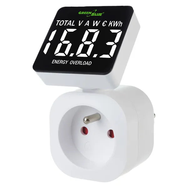 Energiafogyasztás-mérő LCD kijelzővel, 16 A 3680 W, memóriamentéssel