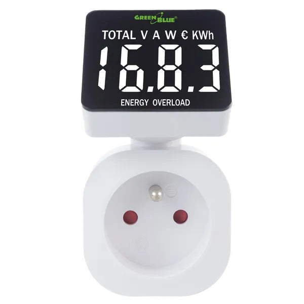 Energiafogyasztás-mérő LCD kijelzővel, 16 A 3680 W, memóriamentéssel