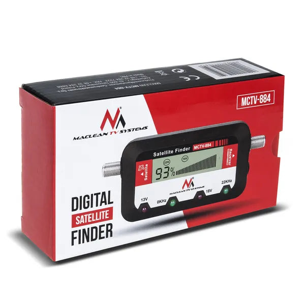 Maclean MCTV-884 digitális Sat-Finder, LCD kijelző, 25 cm F-F kábel
