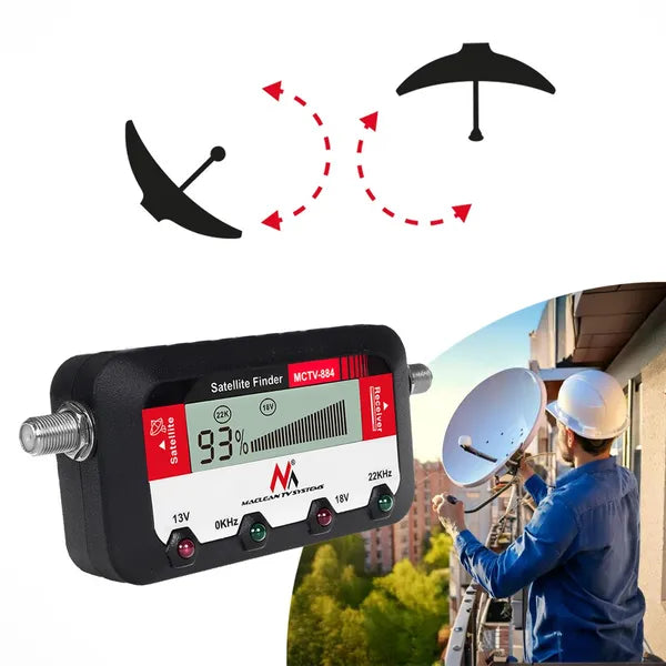 Maclean MCTV-884 digitális Sat-Finder, LCD kijelző, 25 cm F-F kábel