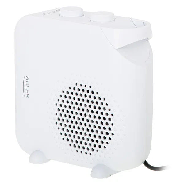 Fehér 2000 W-os termoventilátor, 2 fokozat, termosztáttal, hűtés-fűtés