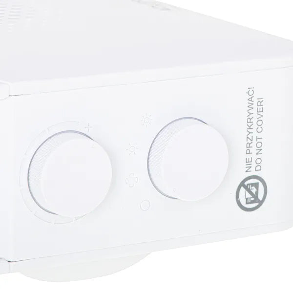 Fehér 2000 W-os termoventilátor, 2 fokozat, termosztáttal, hűtés-fűtés