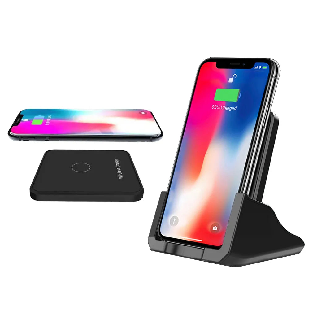 Induktív vezeték nélküli gyors töltő LED jelzővel, qi 15 W, USB – USB micro B, 10.5cm x 9cm x 11.5cm, fekete