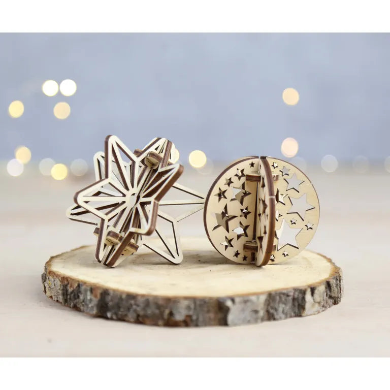 Wood & Hobby Karácsonyfadísz 2 darabos szett összeépíthető famodell