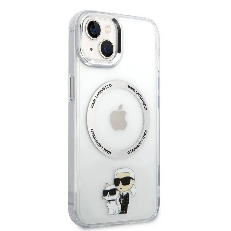 Karl Lagerfeld MagSafe Compatibilní Kryt IML Karl és Choupette NFT pro iPhone 13 átlátszó tok