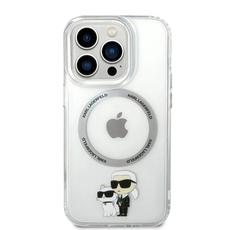 Karl Lagerfeld MagSafe Compatibilní Kryt IML Karl és Choupette NFT pro iPhone 13 Pro átlátszó tok