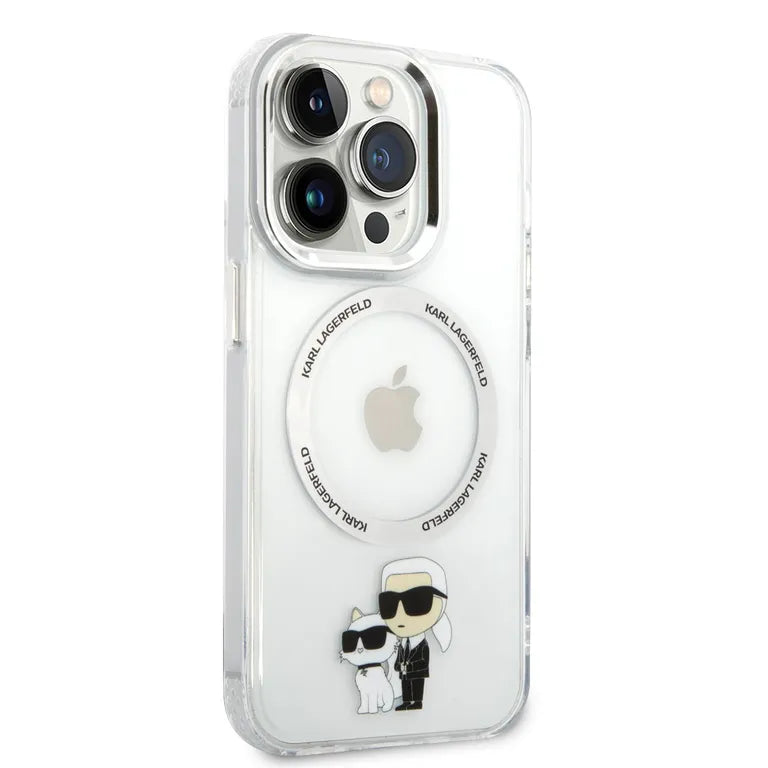 Karl Lagerfeld MagSafe Compatibilní Kryt IML Karl és Choupette NFT pro iPhone 13 Pro átlátszó tok