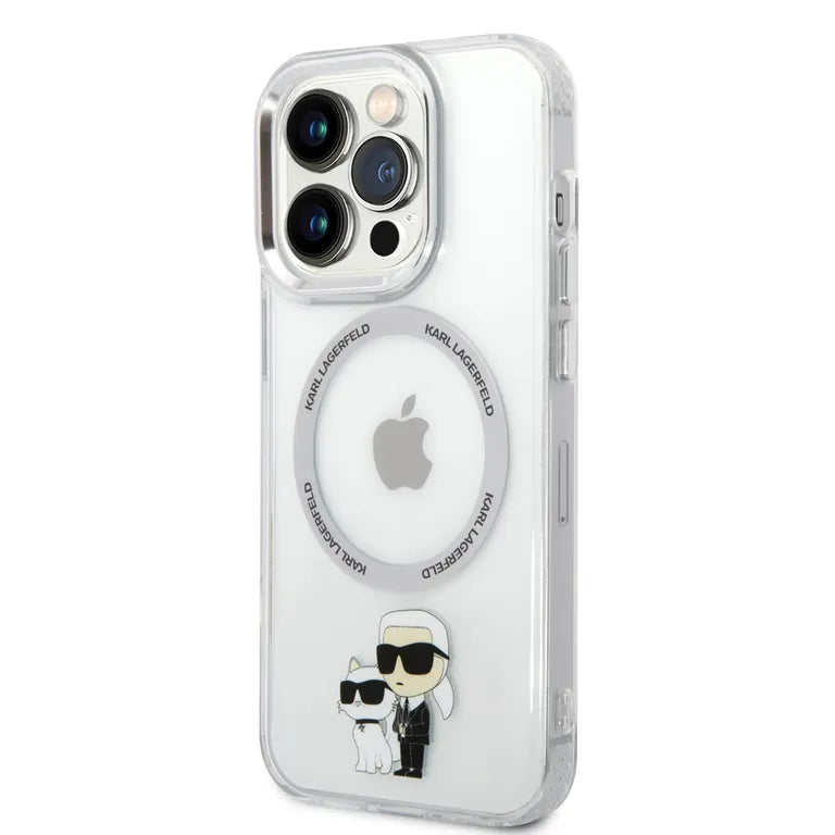 Karl Lagerfeld MagSafe Compatibilní Kryt IML Karl és Choupette NFT pro iPhone 13 Pro átlátszó tok