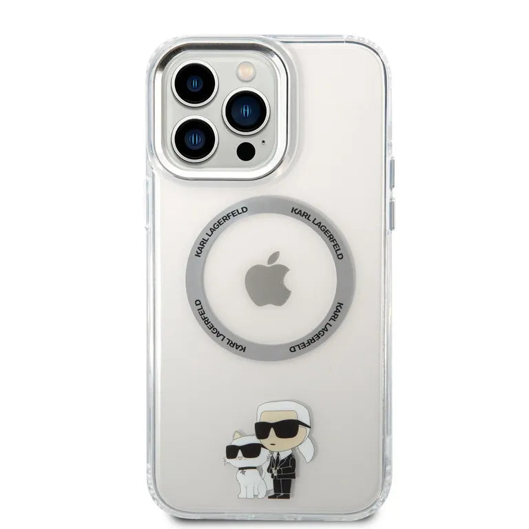 Karl Lagerfeld MagSafe Compatibilní Kryt IML Karl és Choupette NFT pro iPhone 13 Pro Max átlátszó tok