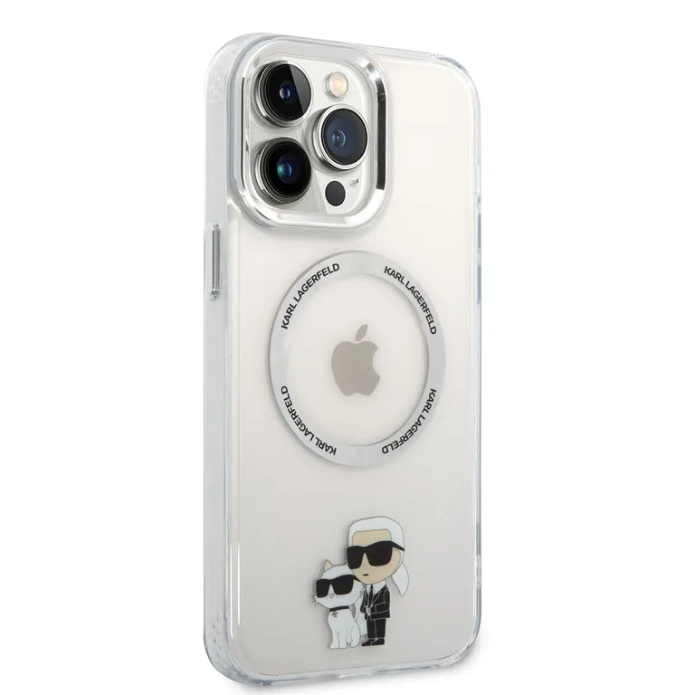 Karl Lagerfeld MagSafe Compatibilní Kryt IML Karl és Choupette NFT pro iPhone 13 Pro Max átlátszó tok