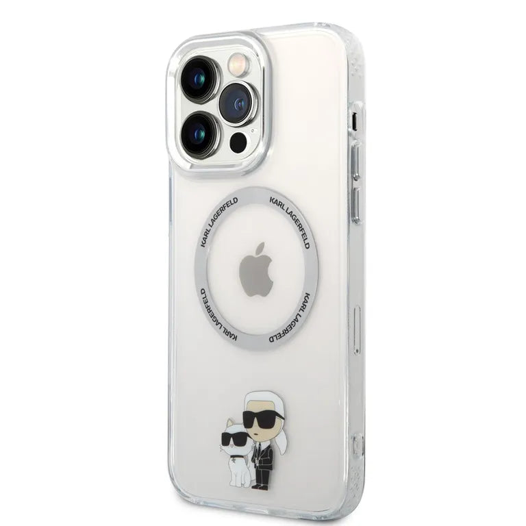 Karl Lagerfeld MagSafe Compatibilní Kryt IML Karl és Choupette NFT pro iPhone 13 Pro Max átlátszó tok