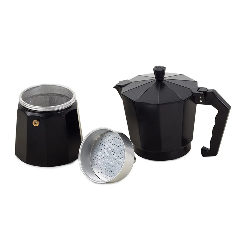 9 személyes kávéfőző, 450ml, alumínium, fekete