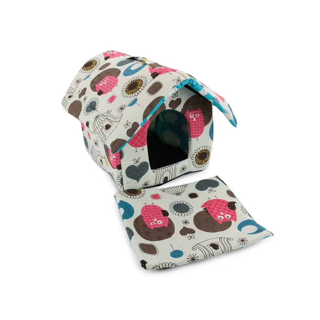 Kutya- macska kennel puha anyagból, L méret, 35cm x 33cm x 38cm, többféle szín és minta