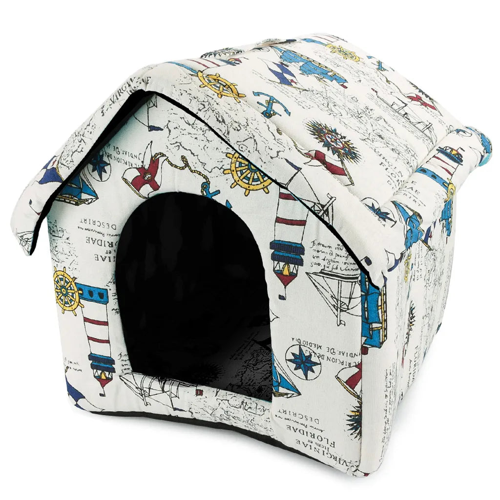Kutya- macska kennel puha anyagból, L méret, 35cm x 33cm x 38cm, többféle szín és minta
