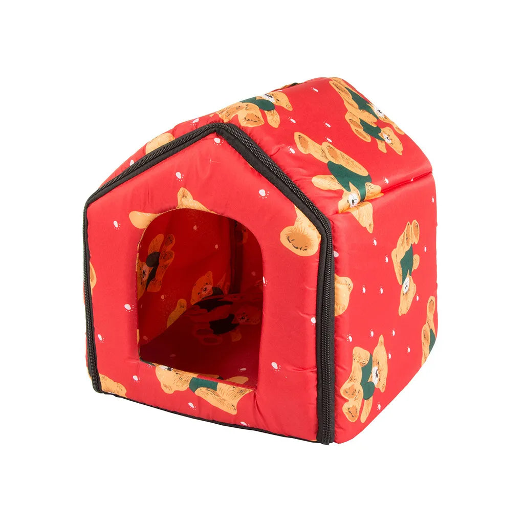 Kutya- macska kennel puha anyagból, L méret, 32cm x 34cm x 30cm, többféle szín és minta