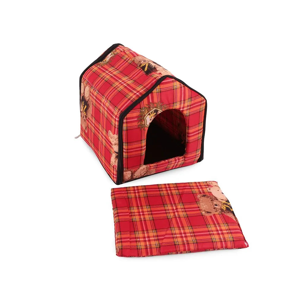 Kutya- macska kennel puha anyagból, L méret, 32cm x 34cm x 30cm, többféle szín és minta
