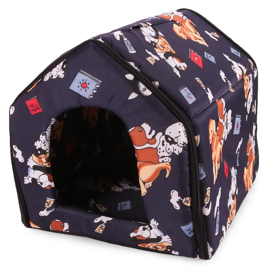 Kutya- macska kennel puha anyagból, L méret, 32cm x 34cm x 30cm, többféle szín és minta