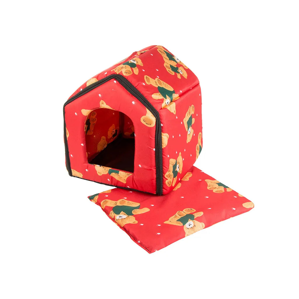Kutya- macska kennel puha anyagból, L méret, 32cm x 34cm x 30cm, többféle szín és minta