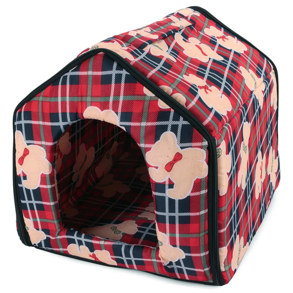 Kutya- macska kennel puha anyagból, L méret, 32cm x 34cm x 30cm, többféle szín és minta