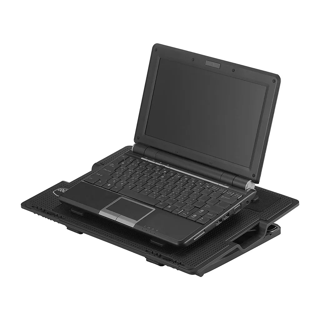 Laptophűtő-állvány LED világítással, fekete, 20x33 cm