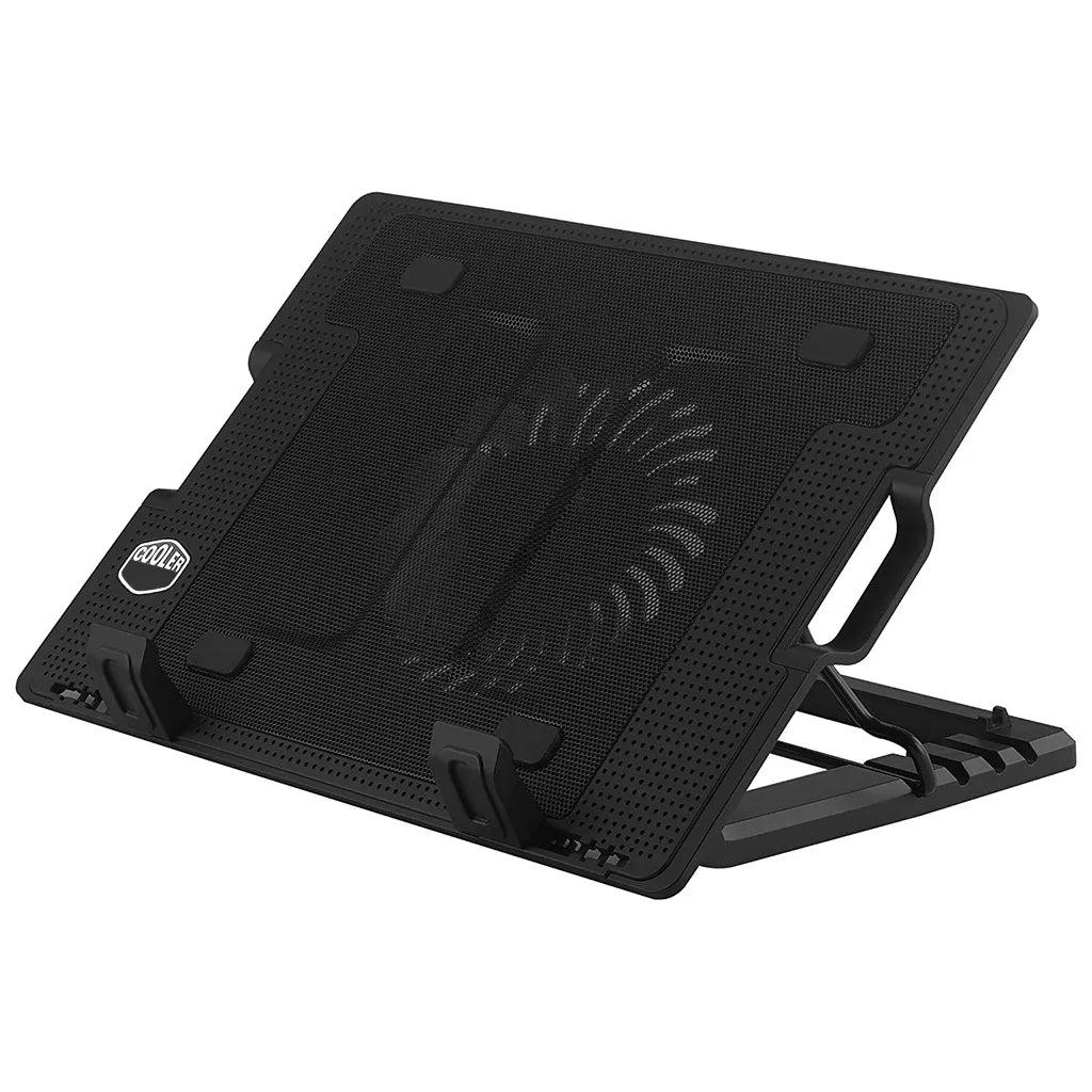 Laptophűtő-állvány LED világítással, fekete, 20x33 cm
