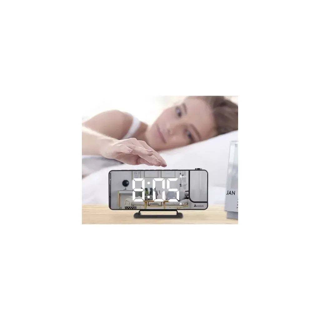 LED ébresztőóra kivetítővel, USB, 18,5x7,5x4 cm, fekete