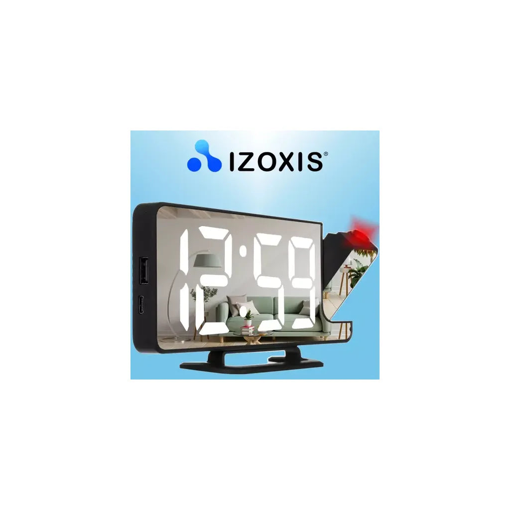 LED ébresztőóra kivetítővel, USB, 18,5x7,5x4 cm, fekete