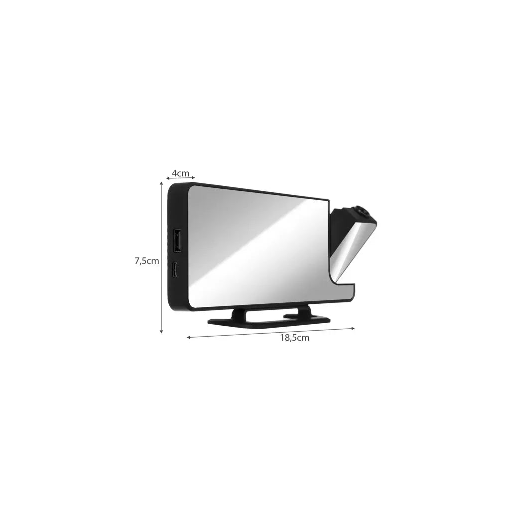 LED ébresztőóra kivetítővel, USB, 18,5x7,5x4 cm, fekete