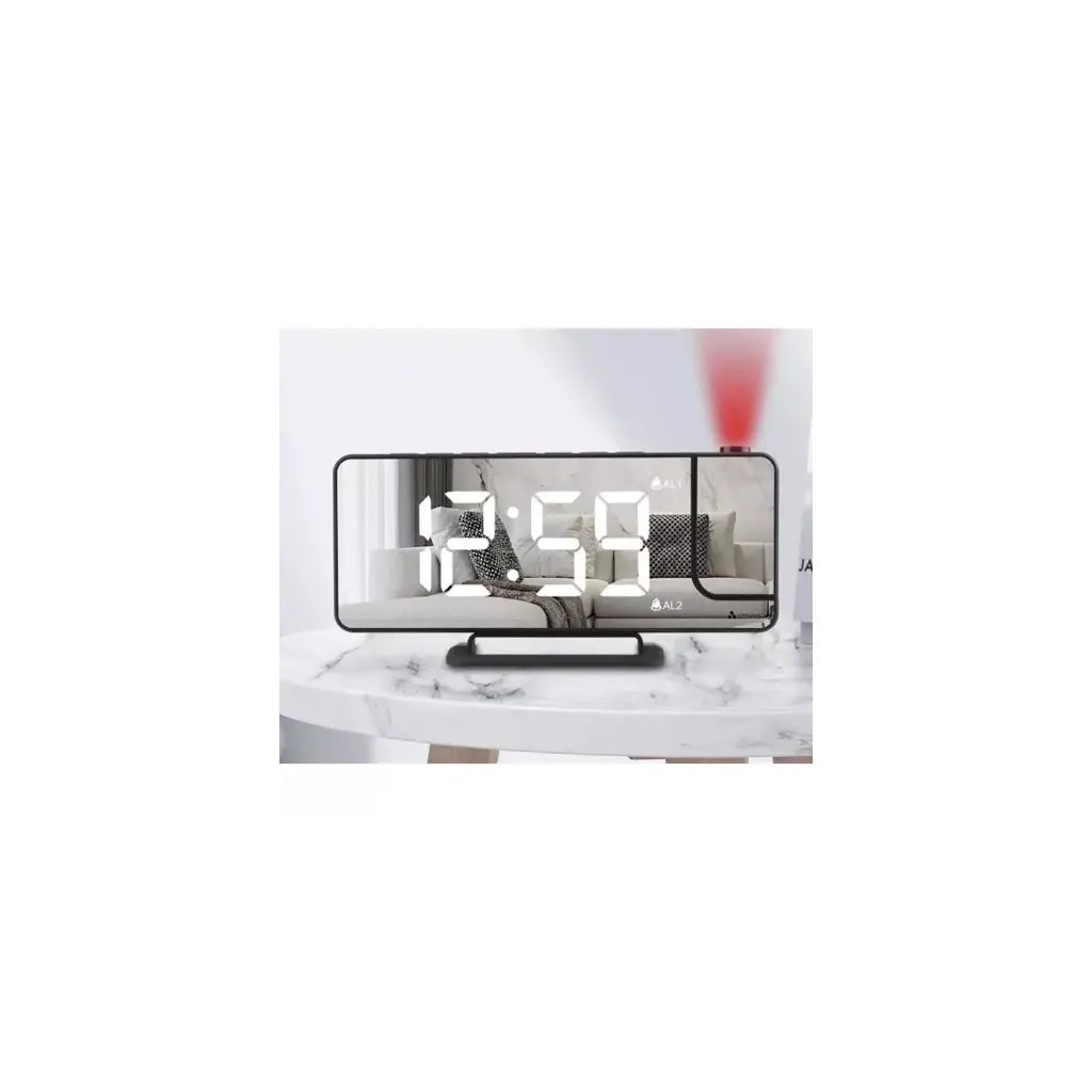 LED ébresztőóra kivetítővel, USB, 18,5x7,5x4 cm, fekete