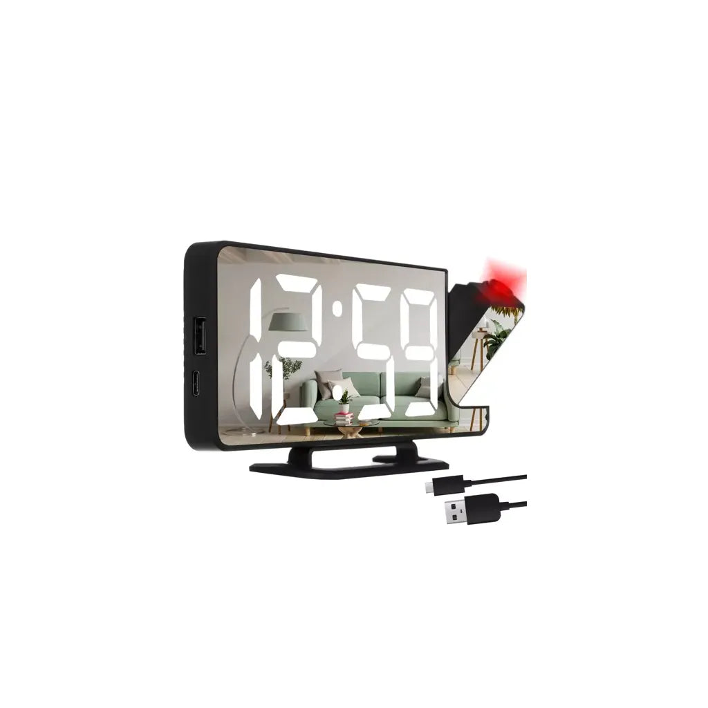 LED ébresztőóra kivetítővel, USB, 18,5x7,5x4 cm, fekete