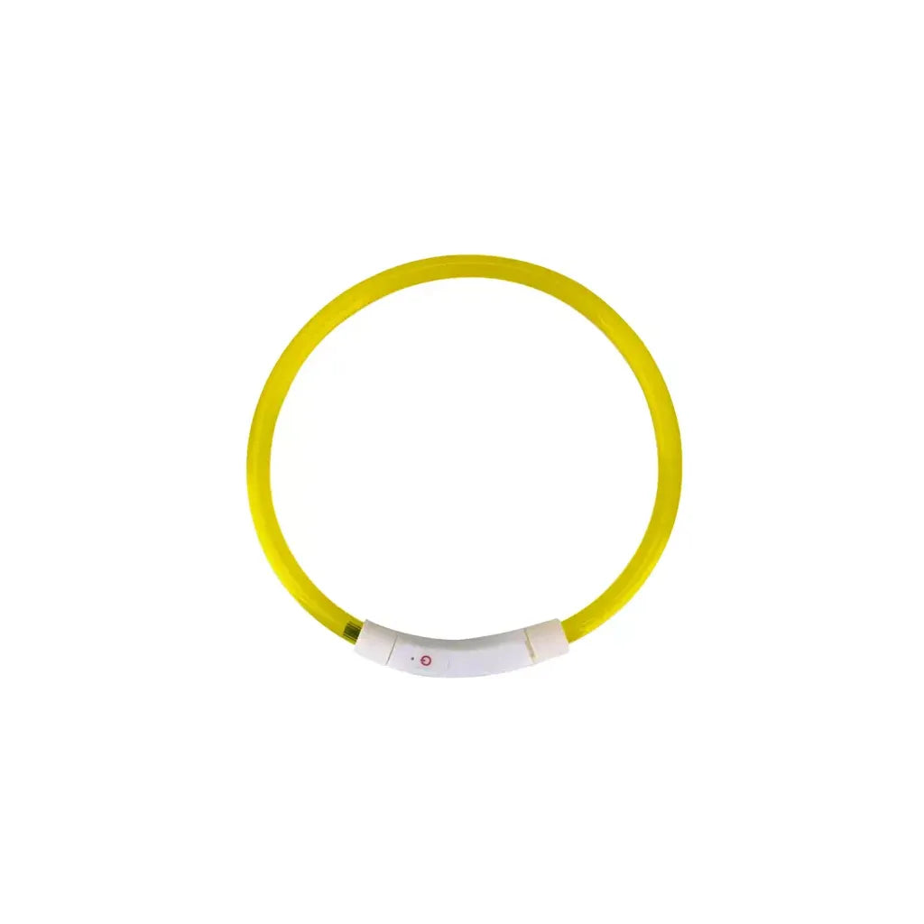Állítható sárga LED nyakörv, micro USB töltés+kábel
