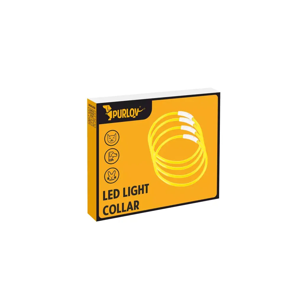 Állítható sárga LED nyakörv, micro USB töltés+kábel