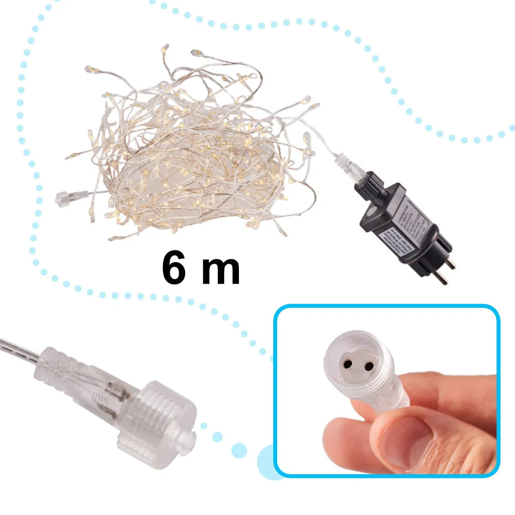 LED füzér 6 m, meleg fehér