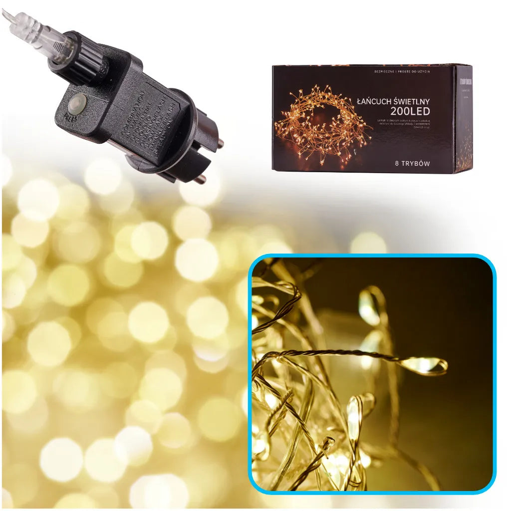 LED füzér 6 m, meleg fehér