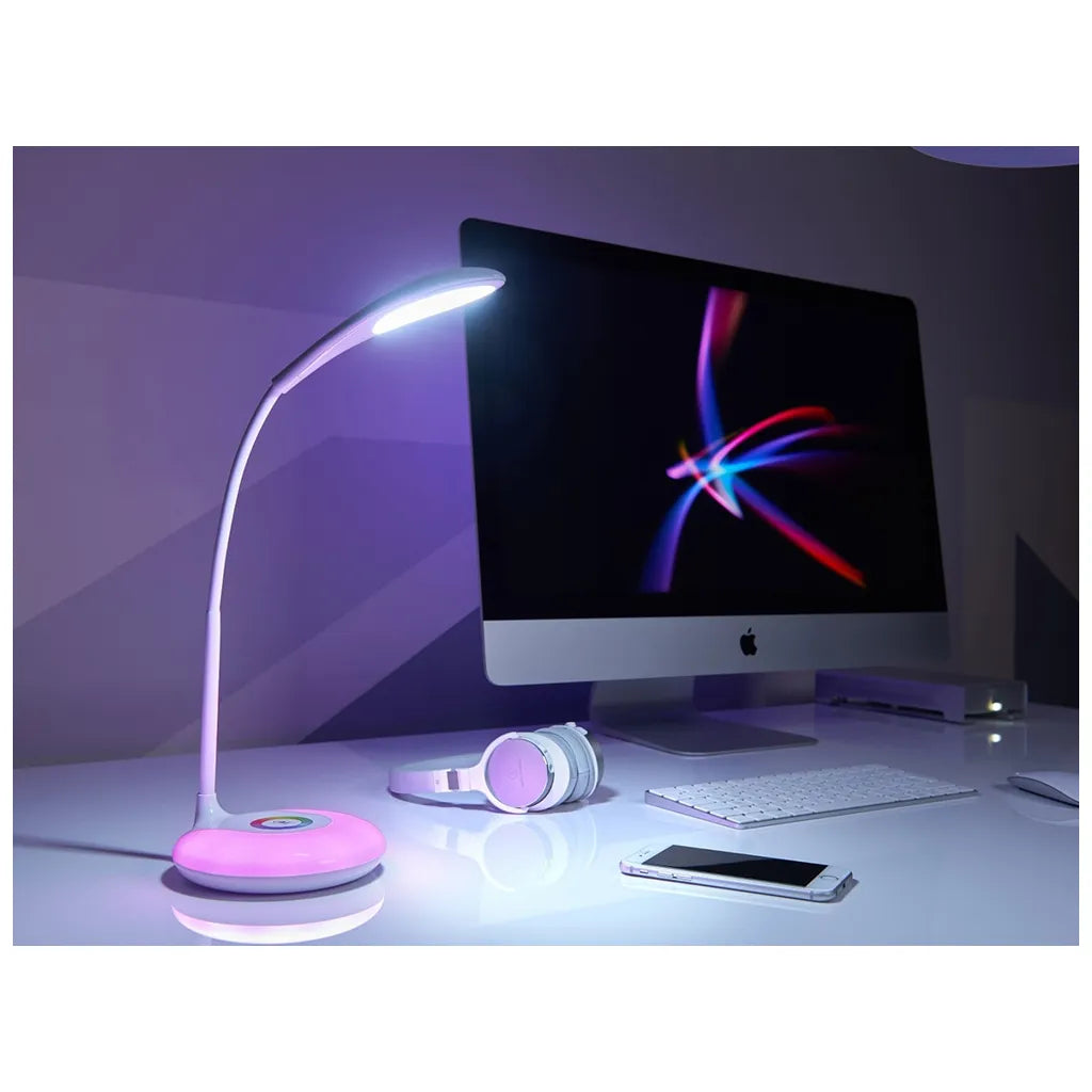 Modern asztali LED lámpa 256 RGB színnel, 3 világítási móddal, 48 cm, USB, fehér