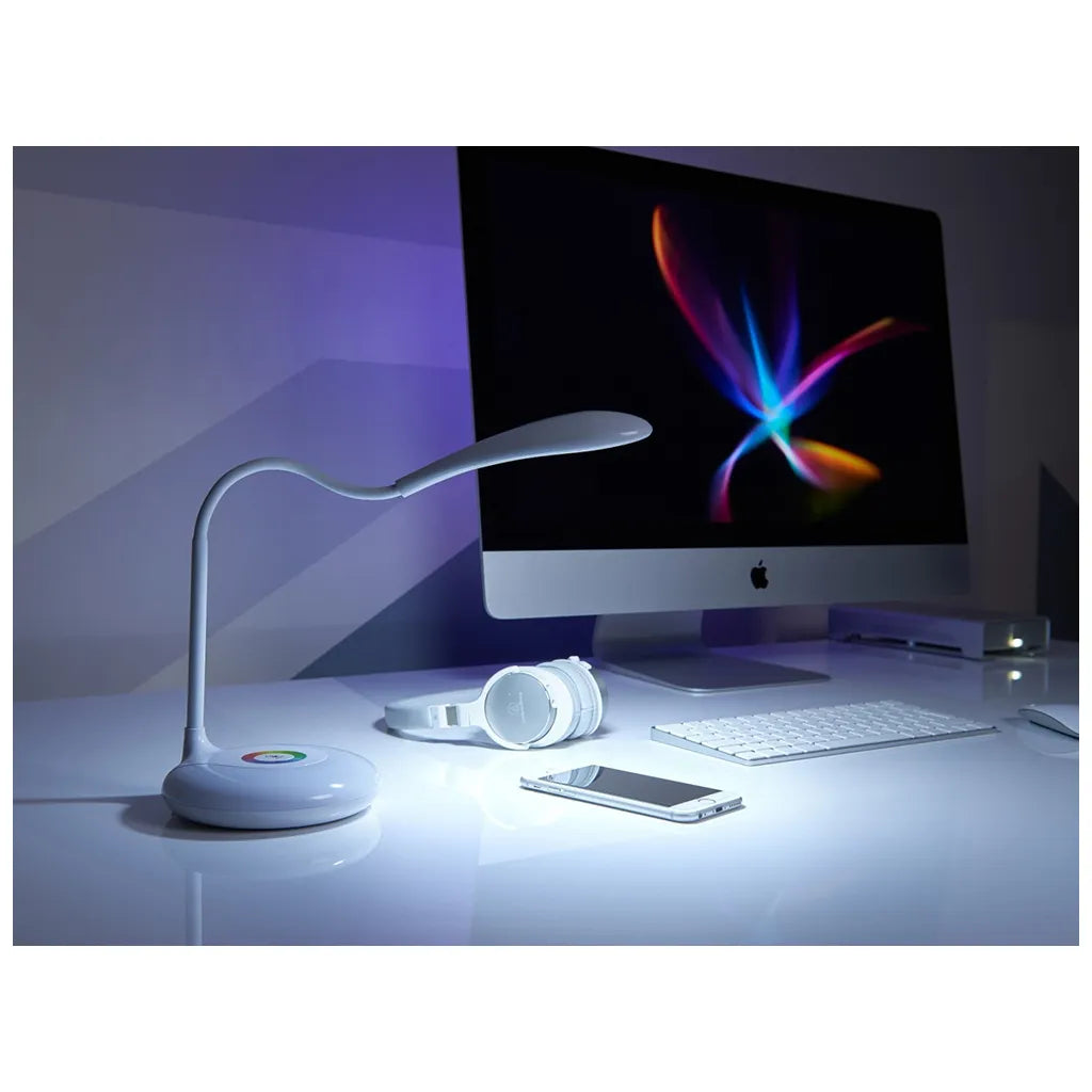 Modern asztali LED lámpa 256 RGB színnel, 3 világítási móddal, 48 cm, USB, fehér
