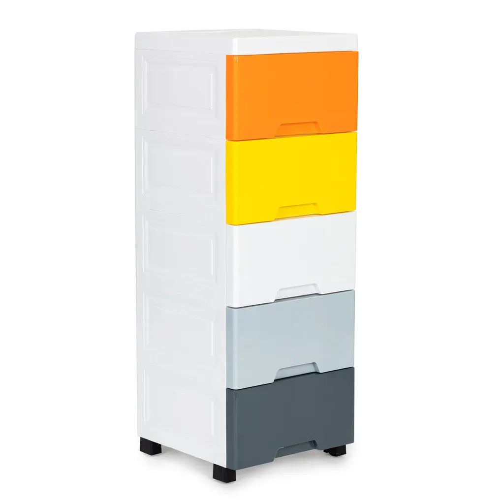 ModernHome 5 fiókos univerzális tároló szekrény, 84.5 x 32.5 x 31 cm, többszínű/fehér
