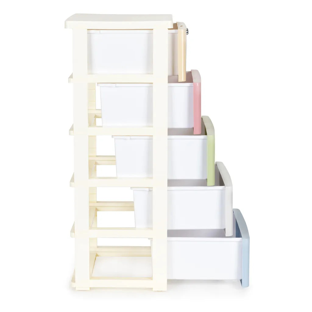 ModernHome 5 fiókos univerzális tároló szekrény, 83 x 32 x 38 cm, többszínű/fehér