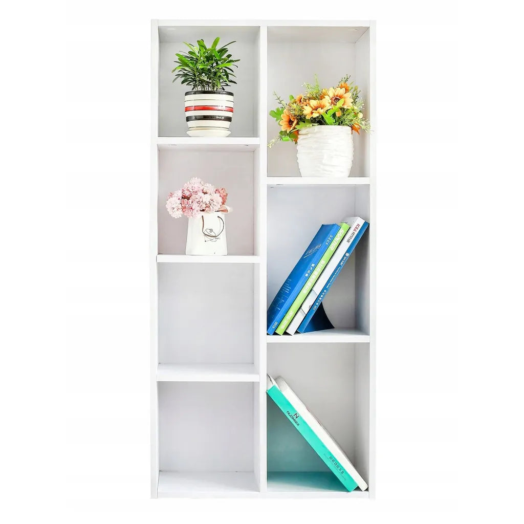 ModernHome könyvespolc 7 rekesszel, 106x24x50 cm, fehér
