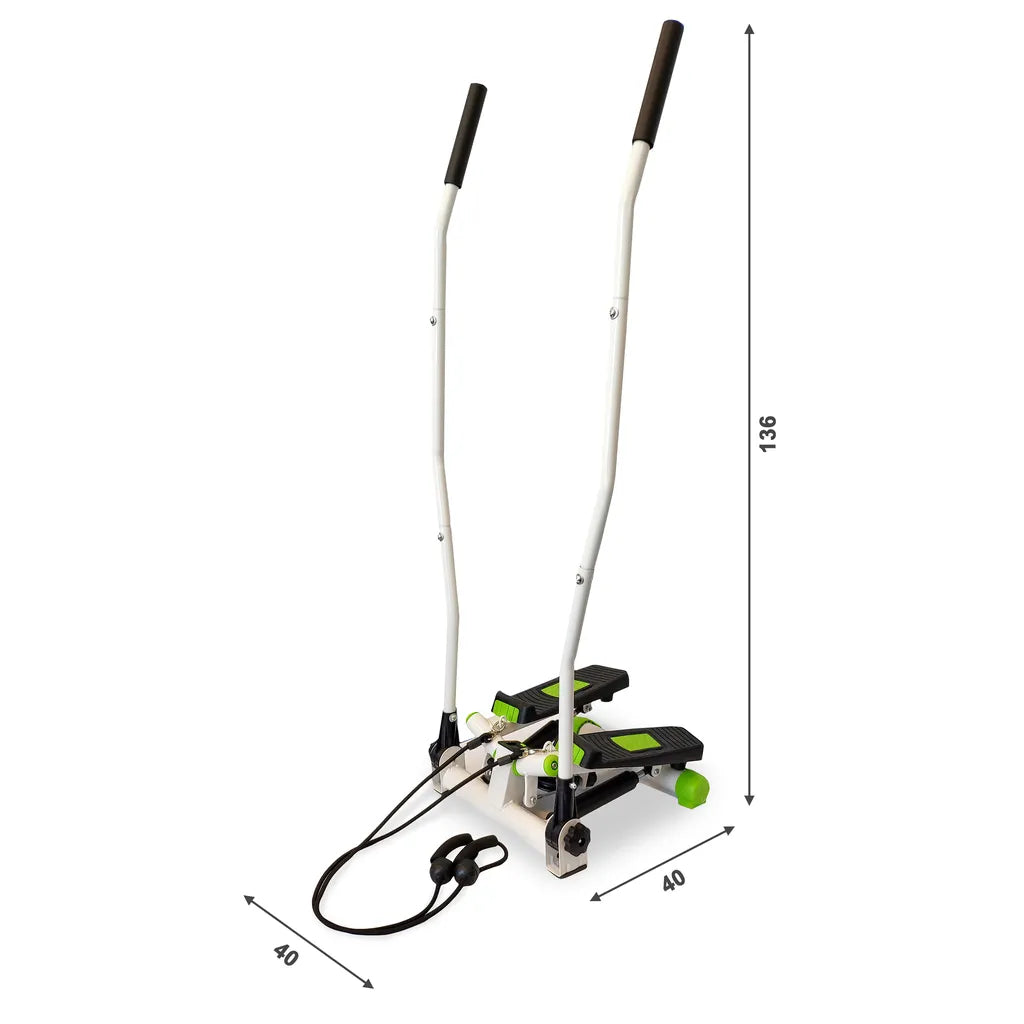 ModernHome mini taposógép fogantyúkkal, rugalmas kötelekkel, TWIST rendszer, 40x40x136 cm, fehér-zöld
