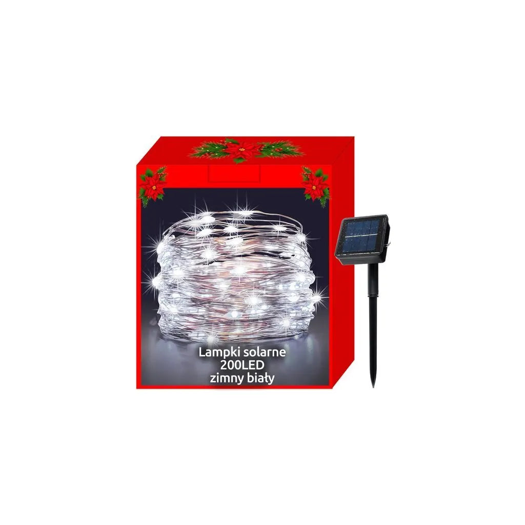 Solar karácsonyi fényfüzér 200 LED-del, hideg fehér 1.2V